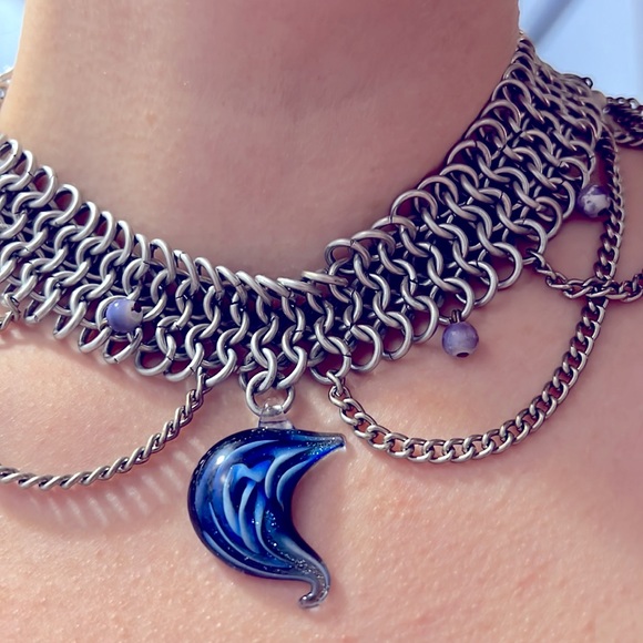 Hand Crafted Jewelry - Chain mail Choker Necklace Handcrafted Beautiful Lightweight